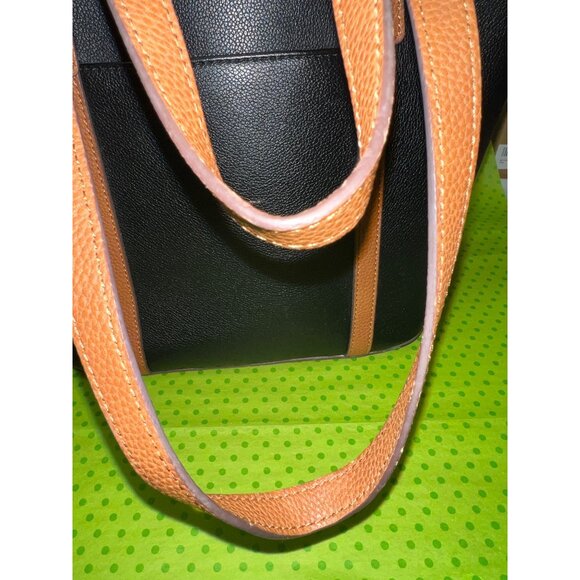 Anne Klein Womens Black & Brown Leather Tote Bag - Picture 8 of 9